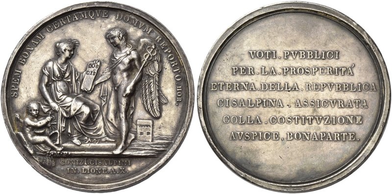 Milano. Repubblica Cisalpina, 1800-1802. Medaglia anno X, AR 58,40 g. ø 54,50 mm...