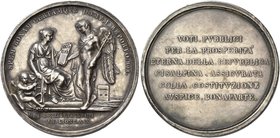 Milano. Repubblica Cisalpina, 1800-1802. Medaglia anno X, AR 58,40 g. ø 54,50 mm. (opus: Luigi Manfredini). SPEM BONAM CERTAMQVE DOMVM REPORTO Genio a...