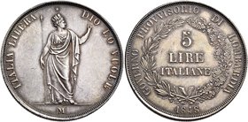 Milano. Governo provvisorio di Lombardia, 1848. Da 5 lire 1848. Pagani 213. MIR 527/1.
Spl