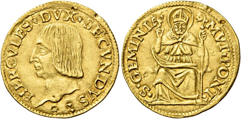 Modena. Ercole I d’Este, 1471-1505. Ducato, AV 3,47 g. HERCVLES DVX SECVNDVS Tes...