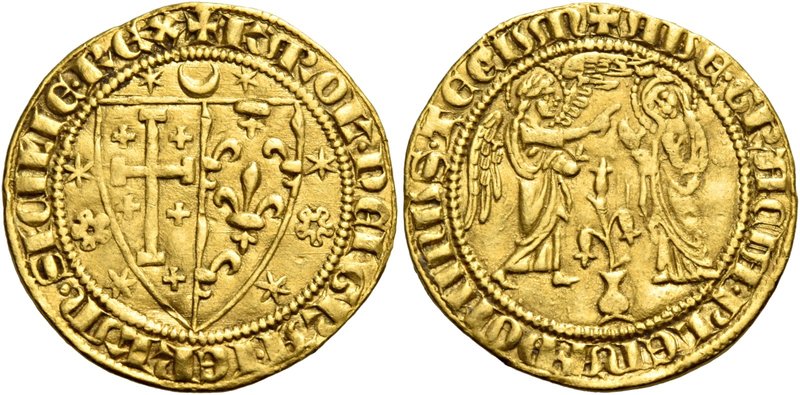 Napoli. Carlo I d’Angiò, 1266-1285. Saluto 1278-1285, AV 4,33 g. + KAROL’ DEI GR...