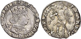 Napoli. Ferdinando I d’Aragona, 1458-1494. Coronato, AR 3,92 g. FERRANDVS D G R SICILIE IE Busto coronato e corazzato a d.; dietro, T (Gian Carlo Tram...