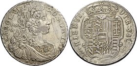 Napoli. Carlo VI d’Asburgo (già III re di Spagna e Napoli, 1707-1711) imperatore, 1711-1734. Piastra da 120 grana 1733, AR 25,27 g. CAROL VI – D G ROM...