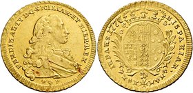 Napoli. Ferdinando IV (poi I) di Borbone, 1759-1825. I periodo: 1759-1799. Da 6 ducati 1777 (7 su 6), AV 8,83 g. FERDINAN IV D G SICILIAR ET HIER REX ...