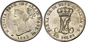 Parma. Maria Luigia d’Austria, 1815-1847. Da 10 soldi 1815 Milano. Pagani 10. MIR 1096/1.
q.Fdc