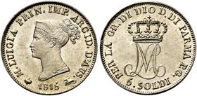Parma. Maria Luigia d’Austria, 1815-1847. Da 5 soldi 1815 Milano. Pagani 12. MIR 1097.
Fdc