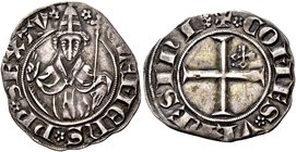 Ponte della Sorga. Clemente VI (Pierre Roger), 1342-1352. Mezzo grosso tornese, AR 1,96 g. CLEMENS PP SEXTV Mezzo busto mitrato di fronte, benedicente...