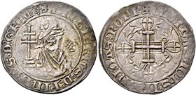 Rodi, Ordine dei cavalieri di San Giovanni. Roger de Pins Gran maestro, 1355-1365. Gigliato, AR 3,68 g. pigna F ROGERIVS D PINIEVS D GRAM Il Gran maes...
