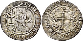 Rodi, Ordine dei cavalieri di San Giovanni. Juan Fernandez de Heredia Gran maestro, 1376-1396. Gigliato, AR 3,85 g. + F IOh HERANDI G M OSPITALIS Il G...