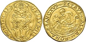 Roma. Giulio II (Giuliano della Rovere), 1503-1513. Doppio fiorino di camera, AV 6,68 g. IVLIVS II – PONT MAX Stemma sormontato da triregno e chiavi d...