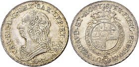 Savoia. Carlo Emanuele III, 1730-1773. II periodo: nuova monetazione, 1755-1773. Mezzo scudo 1755, Torino, AR 17,59 g. CAR EM D G REX SAR CYP ET IER B...