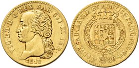 Savoia. Vittorio Emanuele I, 1802-1821. Da 20 lire 1818. Pagani 6. MIR 1028c.
Buon BB / BB