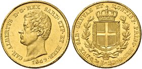 Savoia. Carlo Alberto, 1831-1849. Da 20 lire 1849 Genova. Pagani 208. MIR 1045ac.
Spl / migliore di Spl