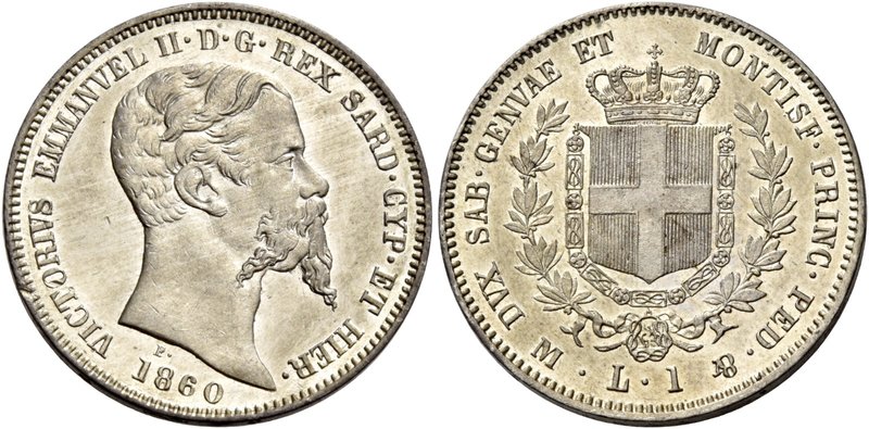 Savoia. Vittorio Emanuele II re di Sardegna, 1849-1861. Lira 1860 Milano. Pagani...
