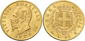 Savoia. Vittorio Emanuele II re d’Italia, 1861-1878. Da 20 lire 1873 Milano. Pagani 468. MIR 1078o.
Spl