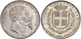 Savoia. Vittorio Emanuele II re d’Italia, 1861-1878. Da 5 lire 1861 Firenze. Pagani 481. MIR 1081a.
Molto rara. Patina di medagliere, q.Fdc

Ex ast...