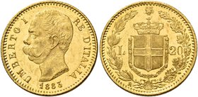 Savoia. Umberto I re d’Italia, 1878-1900. Da 20 lire 1883. Pagani 579. MIR 1098g.
q.Fdc