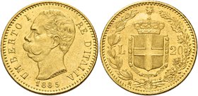 Savoia. Umberto I re d’Italia, 1878-1900. Da 20 lire 1885. Pagani 581. MIR 1098j.
Migliore di Spl