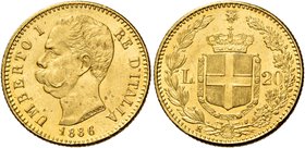 Savoia. Umberto I re d’Italia, 1878-1900. Da 20 lire 1886. Pagani 582. MIR 1098l.
q.Fdc