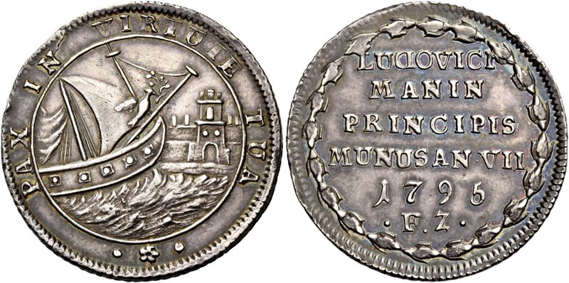 Venezia. Ludovico Manin, 1789-1797. Osella anno VII/1795, AR 9,76 g. PAX IN VIRT...