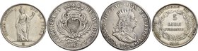 Lombardia e Toscana. Lotto di tre monete. Livorno. Cosimo III de’Medici, 1670-1723. Tollero 1694, AR. Lucca. Repubblica, sec. XVIII. Scudo 1743, AR. M...