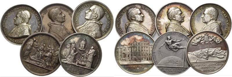 Vaticano. Lotto di undici medaglie. Pio X, 1903-1914. Medaglia AR anno VI. Bened...