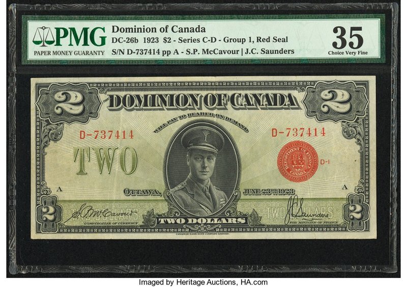 Canada Dominion of Canada $2 23.6.1923 DC-26b PMG Choice Very Fine 35. 

HID0980...
