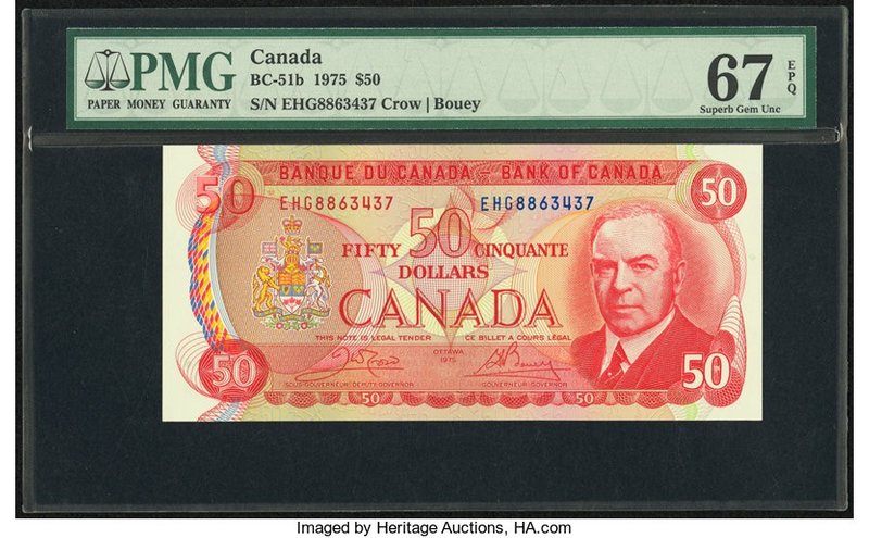 Canada Bank of Canada $50 1975 BC-51b PMG Superb Gem Unc 67 EPQ. 

HID0980124201...
