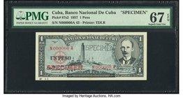 Cuba Banco Nacional de Cuba 1 Peso 1957 Pick 87s2 Specimen PMG Superb Gem Unc 67 EPQ. Roulette Specimen.

HID09801242017