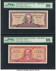 Cuba Banco Nacional de Cuba 50; 100 Pesos 1961 Pick 98s; 99s Two Specimens PMG Gem Uncirculated 66 EPQ. 

HID09801242017