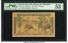 French Indochina Banque de l'Indo-Chine 5 Piastres ND (1951) Pick 75a PMG About Uncirculated 53 Net. Repaired; reconstructed.

HID09801242017
