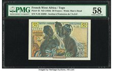 French West Africa Institut d'Emission de l'AOF et du Togo 50 Francs ND (1956) Pick 45 PMG Choice About Unc 58. 

HID09801242017