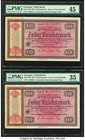 Germany Third Reich 10 Reichsmark 1934 Pick 208 Three Examples PMG Choice Extremely Fine 45 (2); Choice Very Fine 35. Pinholes.

HID09801242017