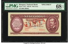 Hungary Hungarian National Bank 100 Forint 16.12.1993 Pick 174s1 PMG Superb Gem Unc 68 EPQ. Perforated Minta.

HID09801242017