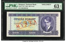 Hungary Hungarian National Bank 500 Forint 31.7.1990 Pick 175s Specimen PMG Choice Uncirculated 63 EPQ. As made indentation.

HID09801242017