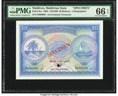 Maldives Maldivian State Government 50 Rufiyaa 1980 / AH1400 Pick 6cs Specimen PMG Gem Uncirculated 66 EPQ. One POC.

HID09801242017