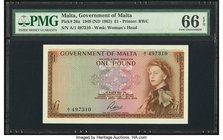 Malta Government of Malta 1 Pound 1949 (ND 1963) Pick 26a PMG Gem Uncirculated 66 EPQ. 

HID09801242017