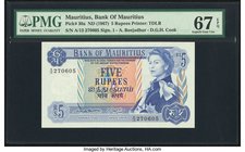 Mauritius Bank of Mauritius 5 Rupees ND (1967) Pick 30a PMG Superb Gem Unc 67 EPQ. 

HID09801242017