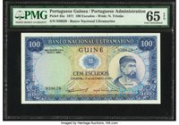 Portuguese Guinea Banco Nacional Ultramarino 100 Escudos 17.12.1971 Pick 45a PMG Gem Uncirculated 65 EPQ. 

HID09801242017