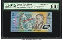 Samoa Central Bank of Somoa 2 Tala ND (1990) Pick 31es Commemorative Specimen PMG Gem Uncirculated 66 EPQ. 

HID09801242017