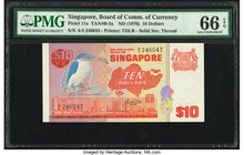 Singapore Board of Commissioners of Currency 10 Dollars ND (1976) Pick 11a TAN#B-3 PMG Gem Uncirculated 66 EPQ. 

HID09801242017
