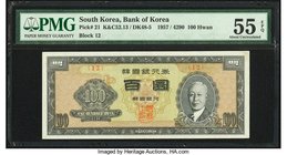 South Korea Bank of Korea 100 Hwan 1957 / 4290 Pick 21 PMG About Uncirculated 55 EPQ. 

HID09801242017