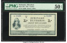 Suriname Zilverbon 1 Gulden 30.4.1942 Pick 105c PMG About Uncirculated 50 EPQ. 

HID09801242017