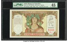 Tahiti Banque de l'Indochine 100 Francs ND (1939-65) Pick 14c PMG Choice Extremely Fine 45. Stain; staple holes.

HID09801242017