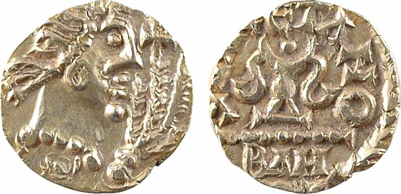 Aquitaine, Banassac (Javols, Lozère), Gauletano monétaire, trémissis, c.620-640...