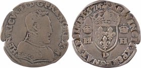 Henri II, Teston à la tête nue 1er type, 1557 Lyon
A/HENRICVS. II. D. G. FRANC. REX. (différent)
Buste du Roi à droite, cuirassé et la tête nue
R/+...