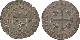Henri III, douzain aux 2 H, 1er type, 1576 Lyon
A/(à 6 h.) HENRICVS. III. D: G. FRAN. ET. POL. REX
Écu de France couronné, accosté de deux H ; diffé...