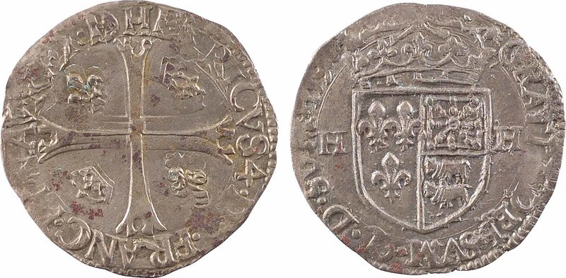 Henri IV, douzain de Béarn 1er type, 1590 Morlaàs
A/HENRICVS 4. D. G. FRANC. ET...