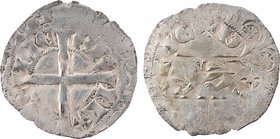 Aquitaine (duché d'), Édouard III, gros ou blanc au léopard passant, s.d. (c.1351)
A/+ ED' - REX - ANG - LIE
Croix coupant la légende intérieure, lé...