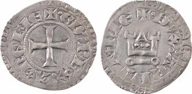 Aquitaine (duché d'), Édouard III, gros au châtel crénelé, c.1358-1359
A/+. ED': REX: A (différent) NGLIE, L ornementée d'un A
Croix, légende extéri...